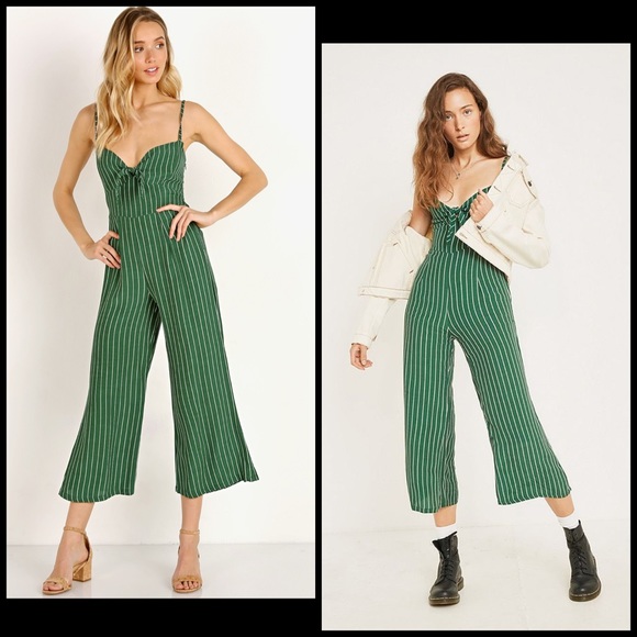 Faithfull the Brand Pants - Faithful The Brand Green Pinstripe Tie Jumpsuit
